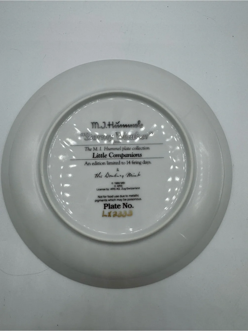 VTG M.I. Hummel Danbury Collectors Plate 